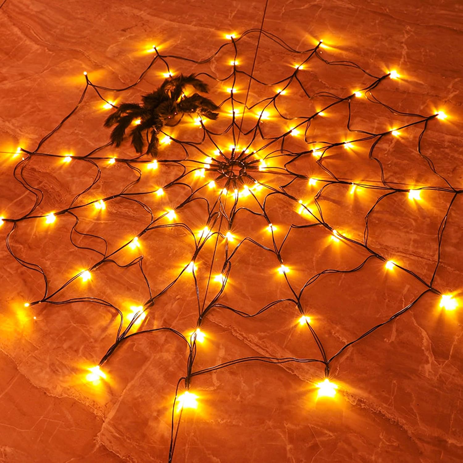 Halloween Led String Lights Orange - 1-4 ชิ้น ไฟประดับ LED ลายใยแมงมุมฮาโลวีน สีส้ม