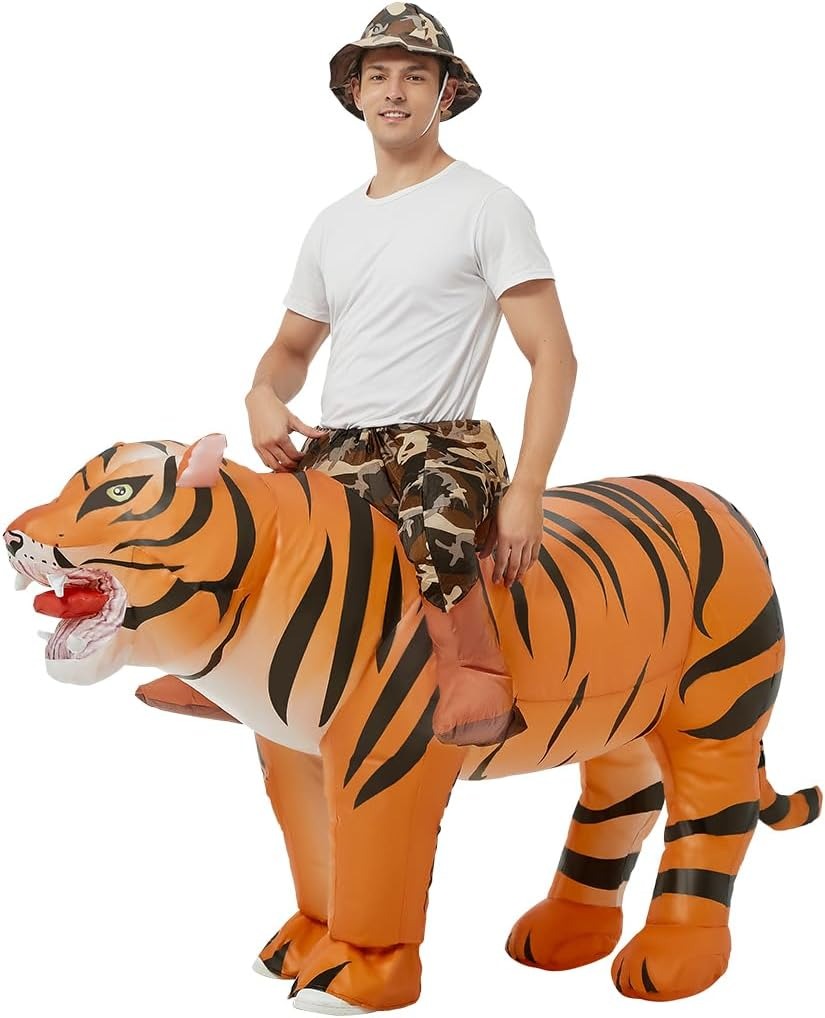 Halloween Costume Adult - ชุดเสือเป่าลมสำหรับผู้ใหญ่ ชุดฮาโลวีนสำหรับผู้หญิงและผู้ชาย ชุดเป่าลมสุดฮาสำหรับปาร์ตี้ฮาโลวีนและคอสเพลย์