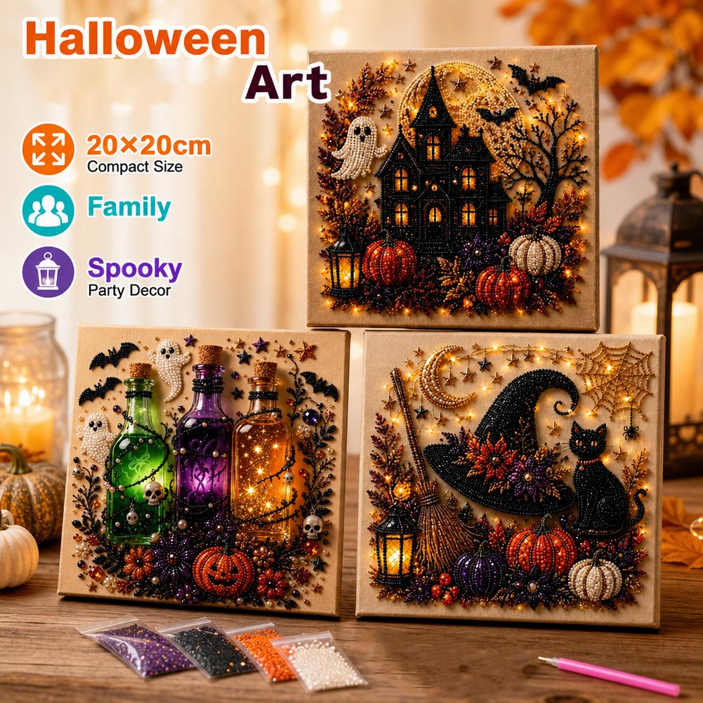 ชุดงานศิลปะเพชรประดับไข่มุกผีฮ - Pumpkin Lantern Halloween บทวิจารณ์และราคา