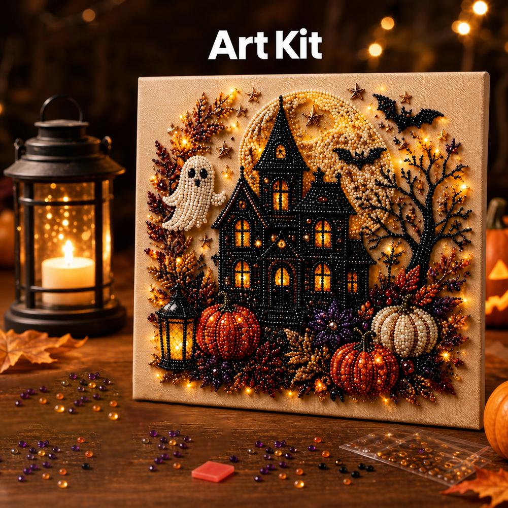 ชุดงานศิลปะเพชรประดับไข่มุกผีฮ - Pumpkin Lantern Halloween บทวิจารณ์และราคา