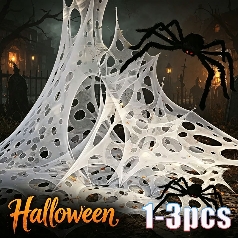 ผ้าตกแต่งลายใยแมงมุมปลอม ขนาด  - Spider Web Halloween Decoration บทวิจารณ์และราคา