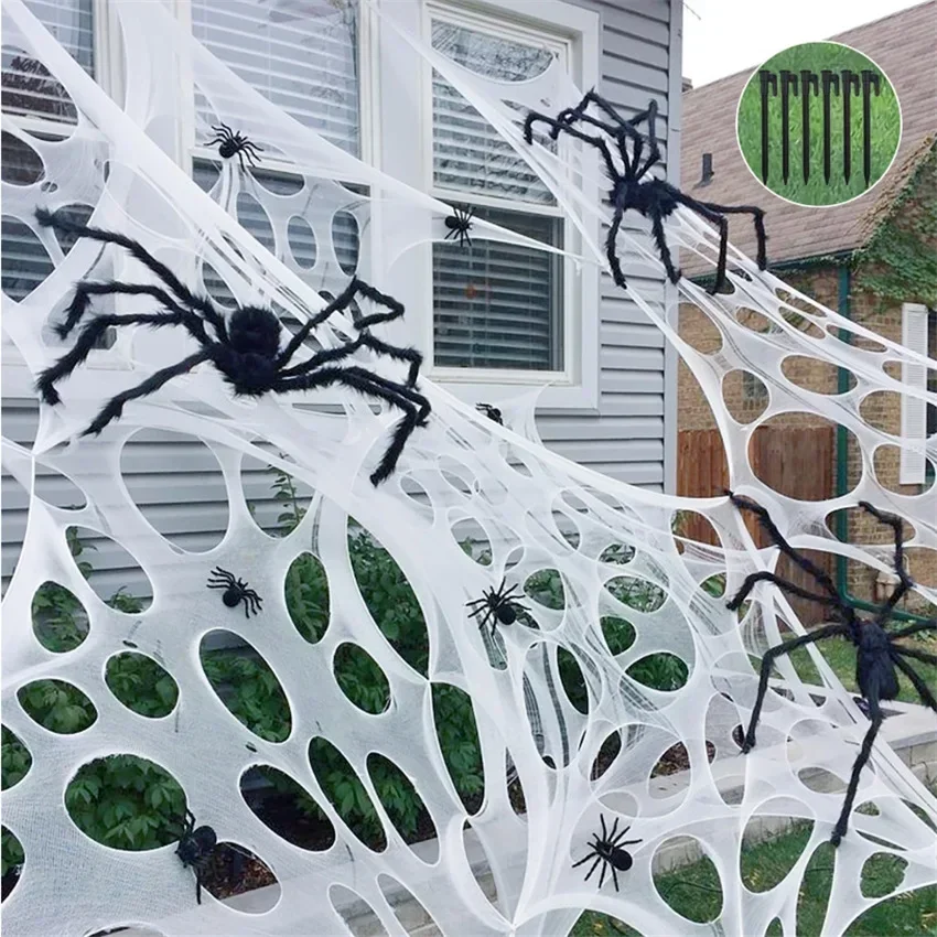 ผ้าตกแต่งลายใยแมงมุมปลอม ขนาด  - Spider Web Halloween Decoration บทวิจารณ์และราคา
