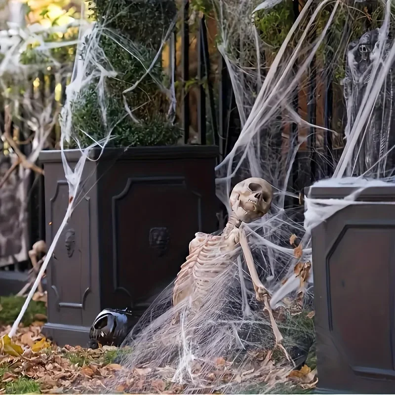 ใยแมงมุมยืดหยุ่นได้ พร้อมแมงมุ - Spider Web Halloween Decoration บทวิจารณ์และราคา