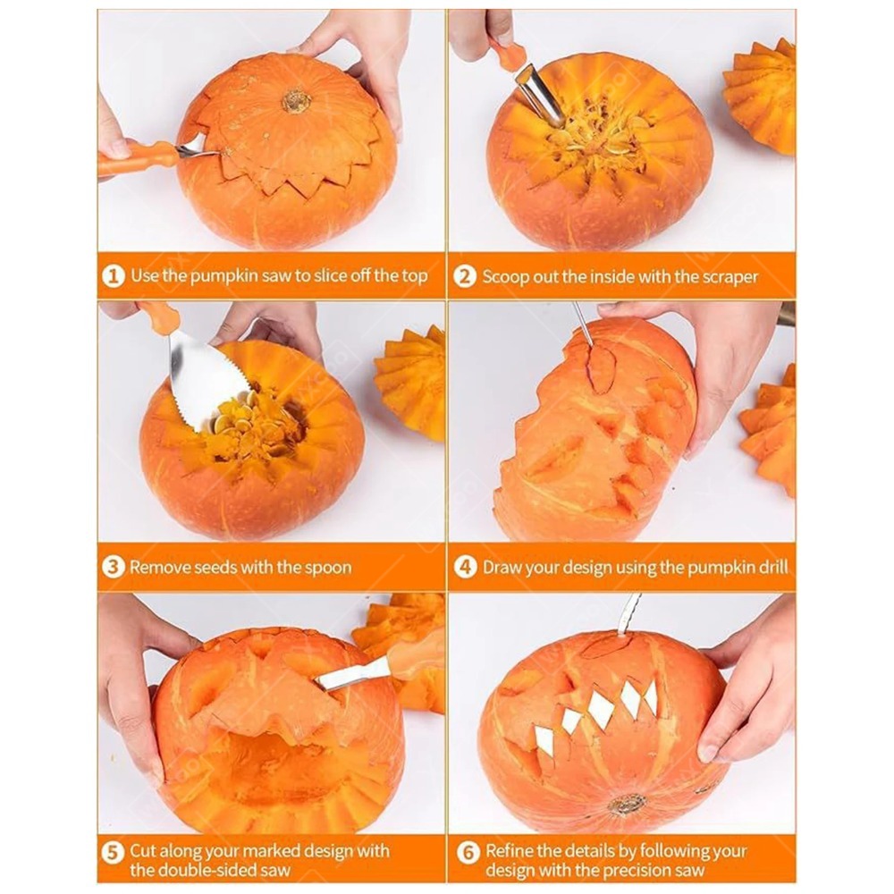 ชุดเครื่องมือแกะสลักฟักทองฮาโล - Pumpkin Lantern Halloween บทวิจารณ์และราคา