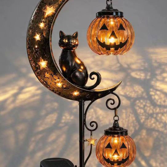 โคมไฟประดับสวนรูปแมวดำและฟักทอ - Pumpkin Lantern Halloween บทวิจารณ์และราคา