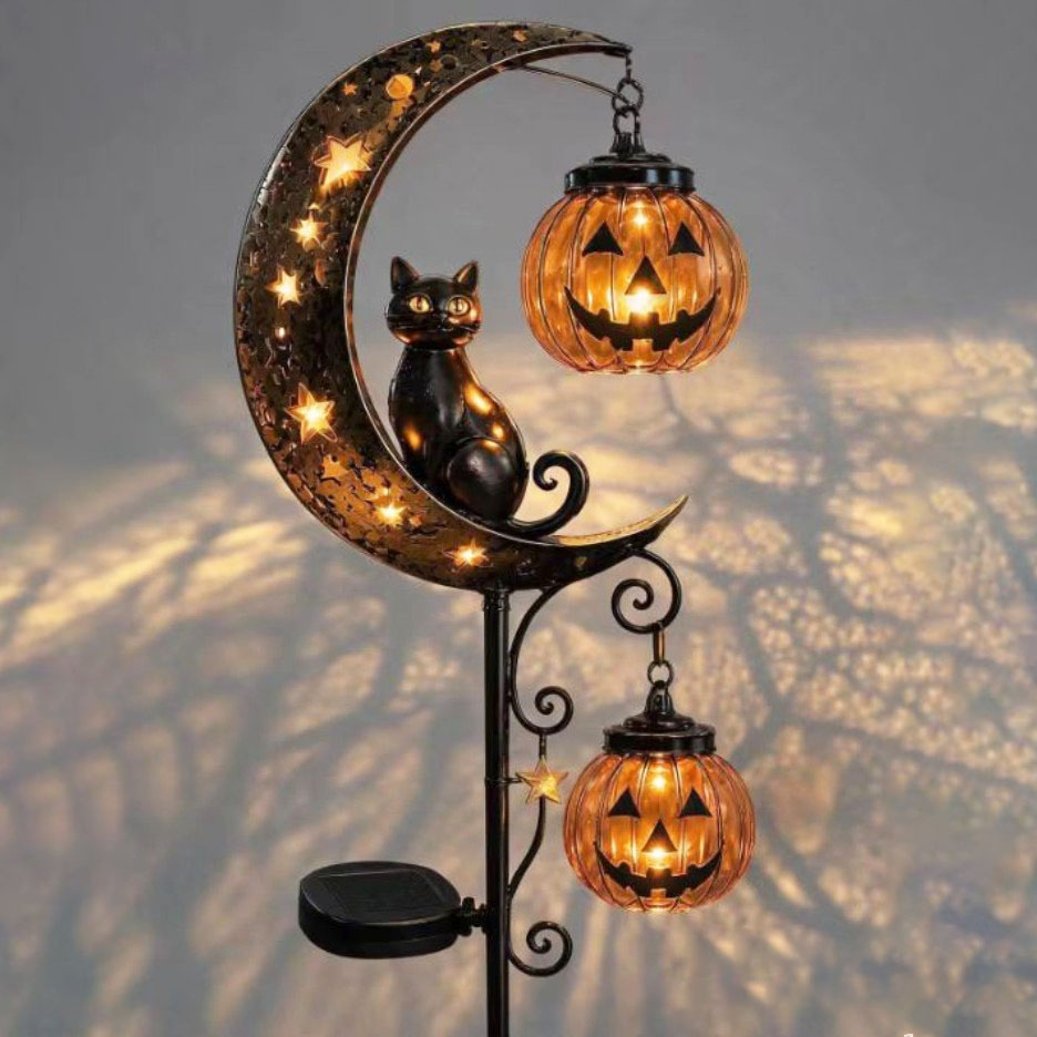 โคมไฟประดับสวนรูปแมวดำและฟักทอ - Pumpkin Lantern Halloween บทวิจารณ์และราคา