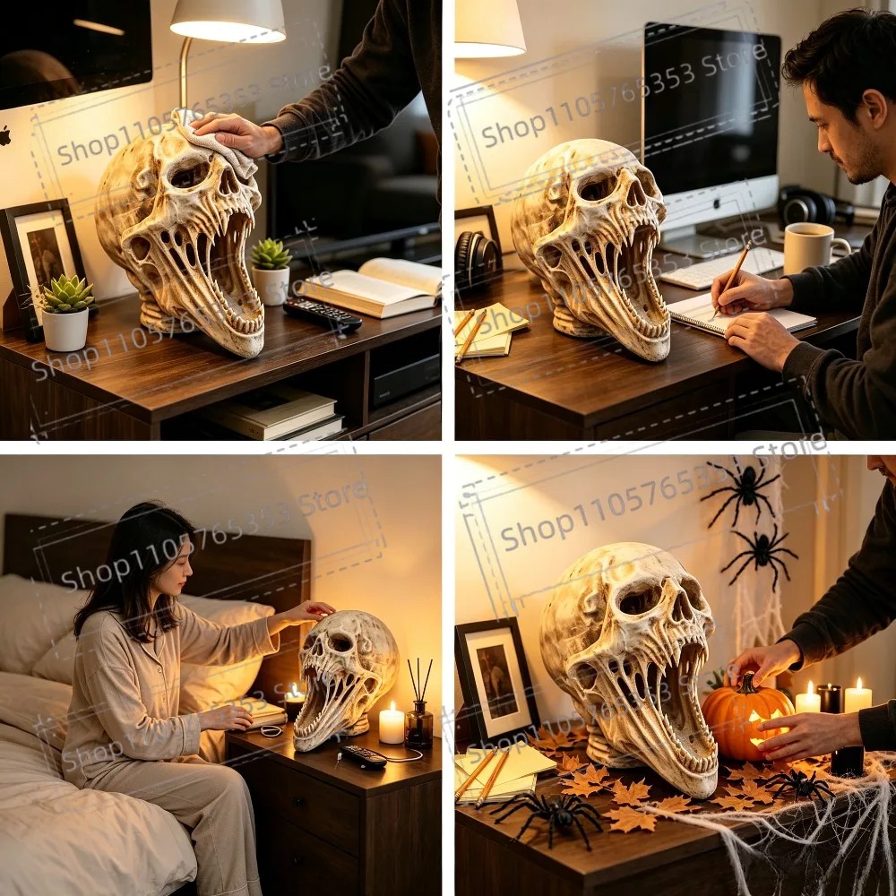รูปปั้นหัวกะโหลกกราฟฟิกสไตล์โก - Halloween Skeleton Decoration บทวิจารณ์และราคา