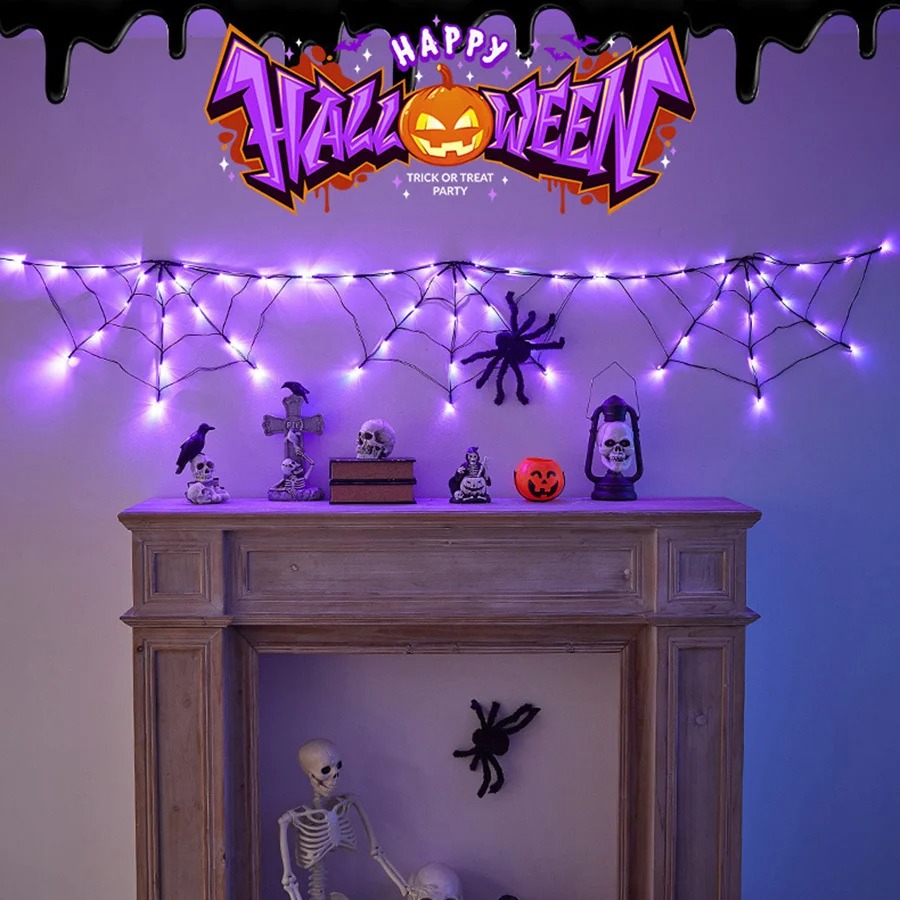ไฟประดับใยแมงมุมฮาโลวีน 1.8 เม - Halloween Led String Lights Orange บทวิจารณ์และราคา