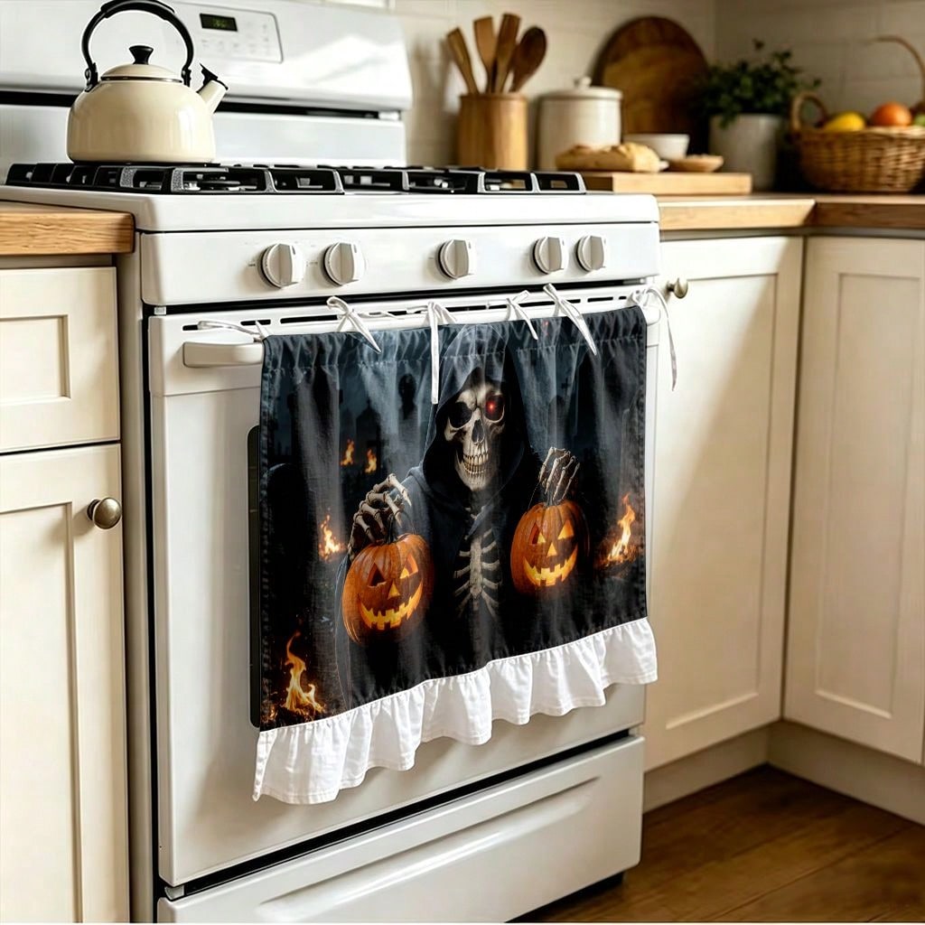 ม่านครัว 1 ชิ้น ลายฮาโลวีน พิม - Pumpkin Lantern Halloween บทวิจารณ์และราคา