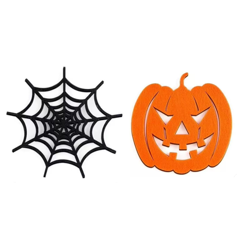 แผ่นรองแก้วลายใยแมงมุมและฟักทอ - Spider Web Halloween Decoration บทวิจารณ์และราคา