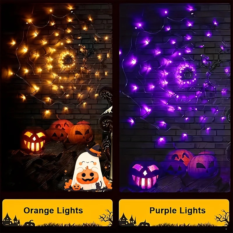 ไฟประดับ LED ลายใยแมงมุมฮาโลวี - Halloween Led String Lights Orange บทวิจารณ์และราคา