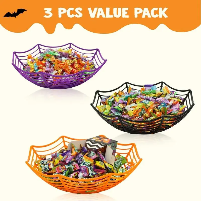1/3 ชิ้น ชามใส่ขนมฮาโลวีนลายใย - Spider Web Halloween Decoration บทวิจารณ์และราคา
