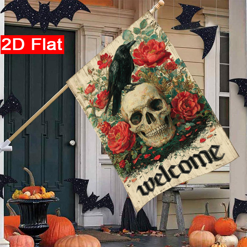ธงแบน 2 มิติ - ธงสวนลายโครงกระ - Halloween Skeleton Decoration บทวิจารณ์และราคา