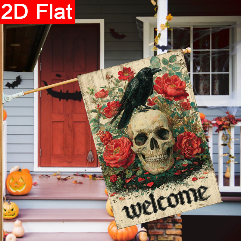 ธงแบน 2 มิติ - ธงสวนลายโครงกระ - Halloween Skeleton Decoration บทวิจารณ์และราคา