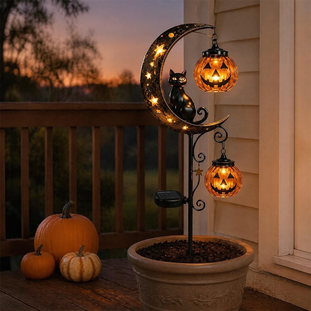 ไฟประดับสวนรูปแมวดำ ฟักทอง และ - Pumpkin Lantern Halloween บทวิจารณ์และราคา