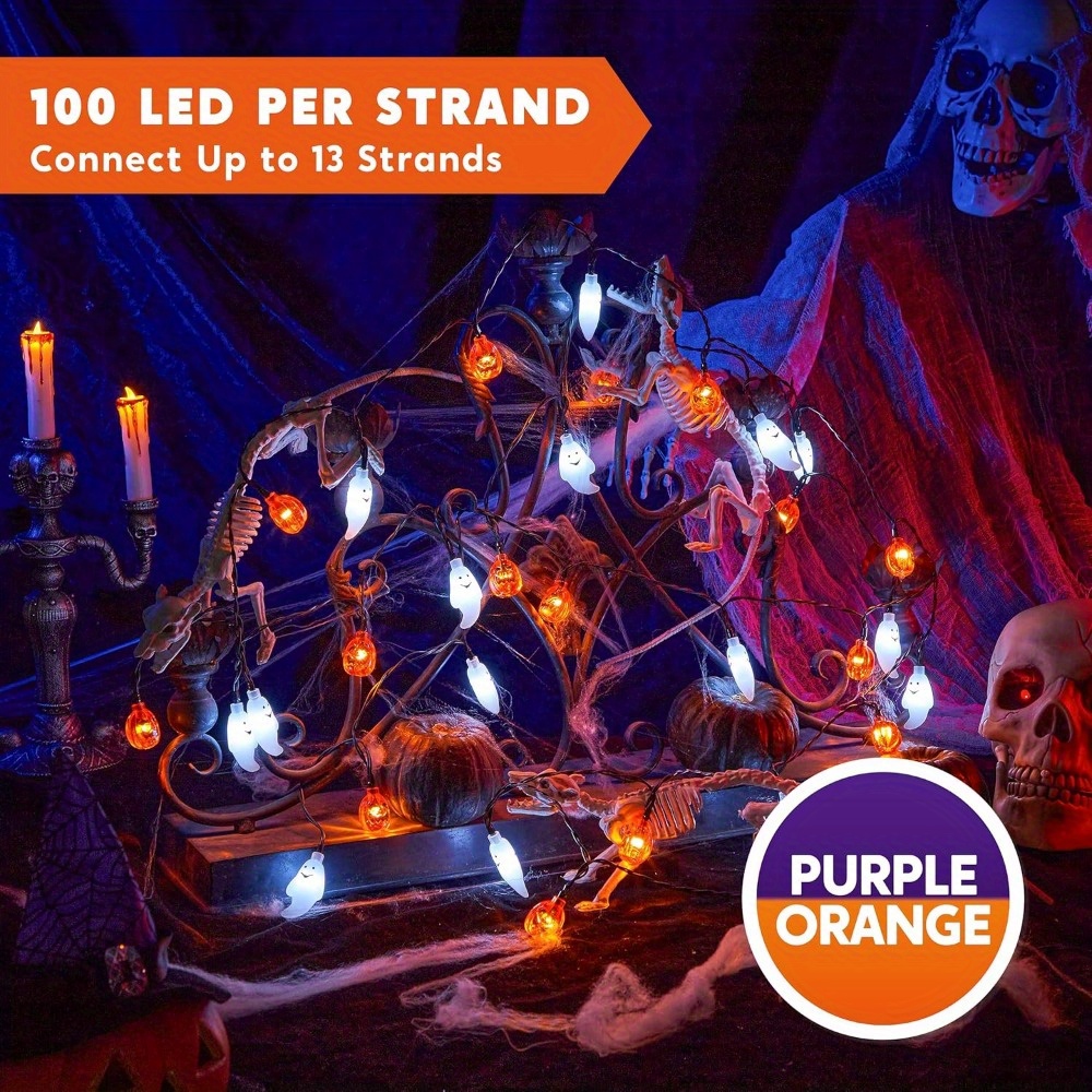 ไฟประดับฮาโลวีนรูปฟักทองผี 19. - Halloween Led String Lights Orange บทวิจารณ์และราคา