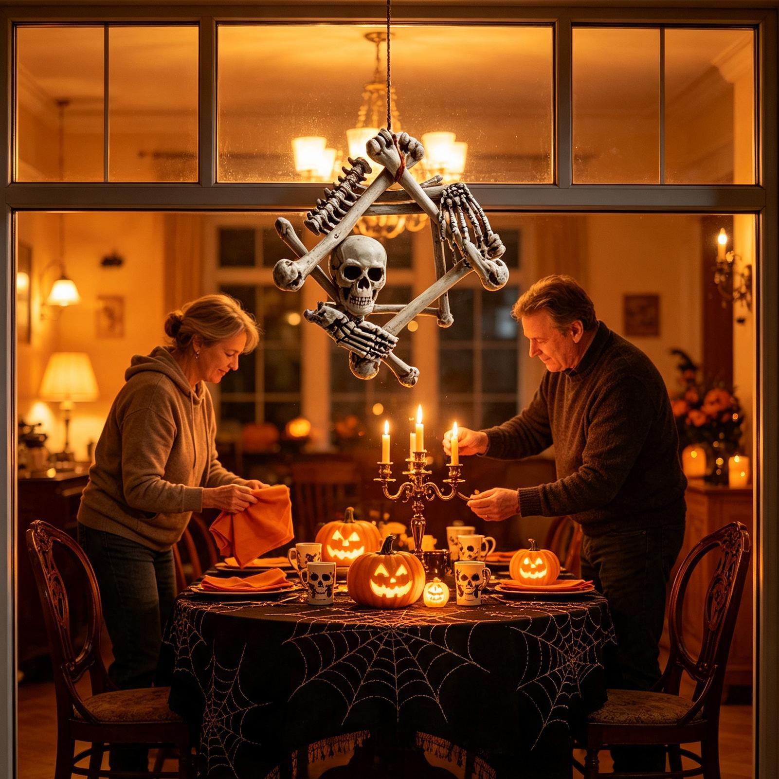 พวงหรีดหัวกะโหลกฮาโลวีน ของตกแ - Halloween Skeleton Decoration บทวิจารณ์และราคา