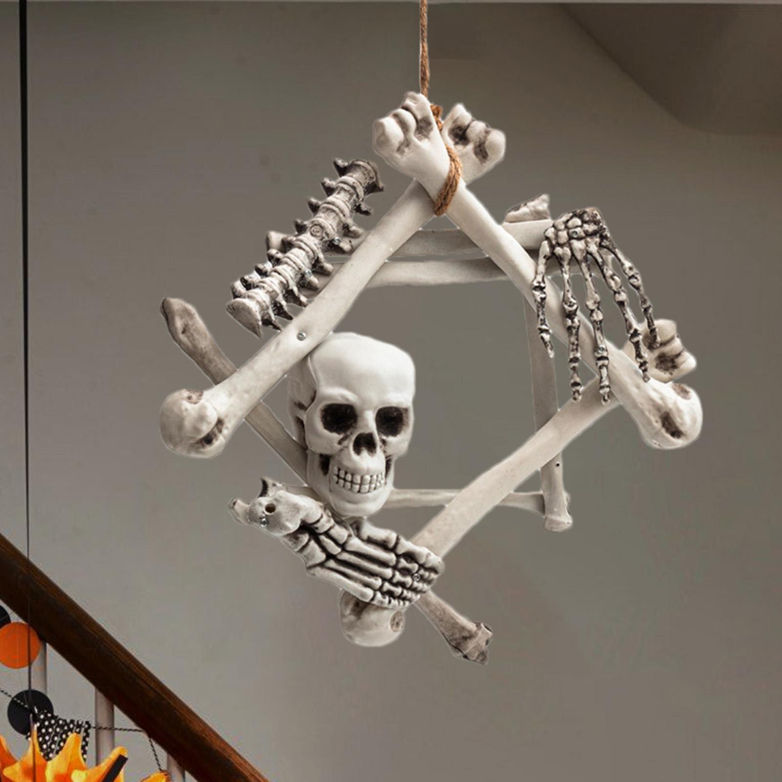 พวงหรีดหัวกะโหลกฮาโลวีน ของตกแ - Halloween Skeleton Decoration บทวิจารณ์และราคา