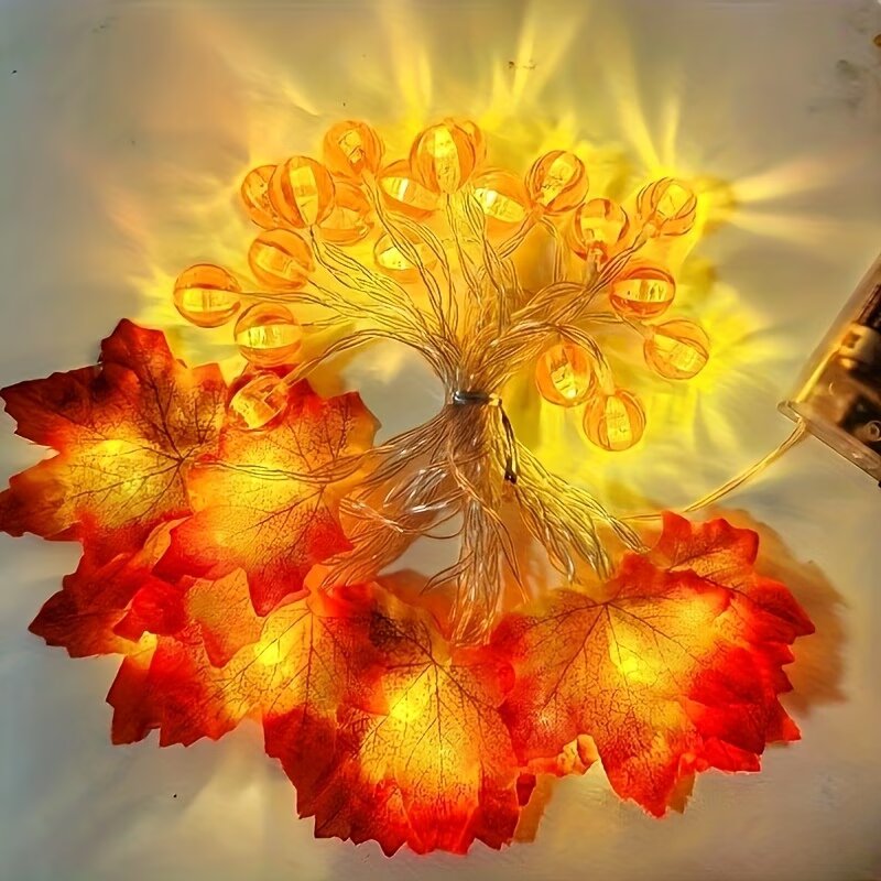 ไฟประดับรูปฟักทองใบเมเปิ้ลฮาโล - Halloween Led String Lights Orange บทวิจารณ์และราคา