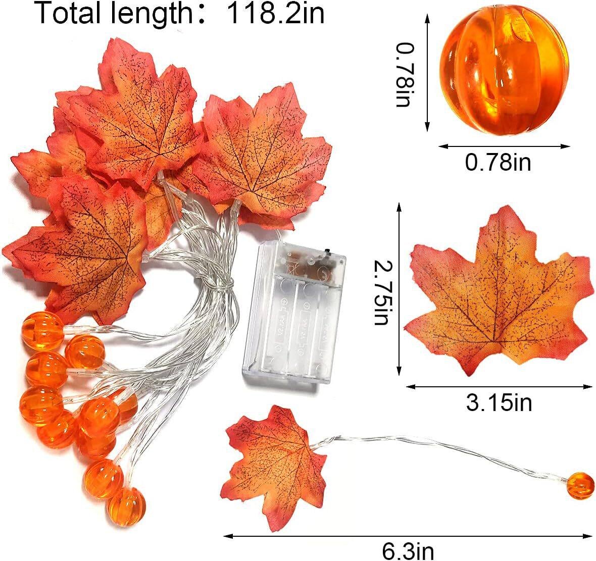 ไฟประดับรูปฟักทองใบเมเปิ้ลฮาโล - Halloween Led String Lights Orange บทวิจารณ์และราคา