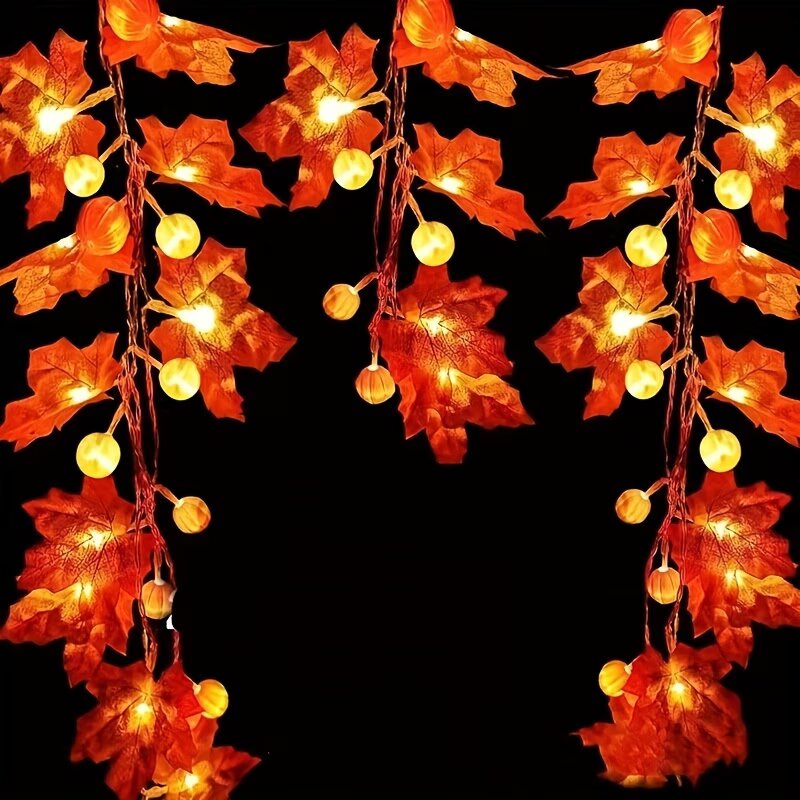 ไฟประดับรูปฟักทองใบเมเปิ้ลฮาโล - Halloween Led String Lights Orange บทวิจารณ์และราคา