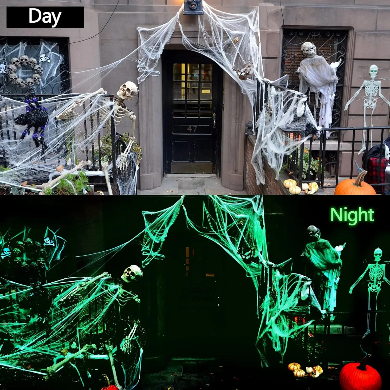 1-5 ชุด ใยแมงมุมเรืองแสงในที่ม - Spider Web Halloween Decoration บทวิจารณ์และราคา